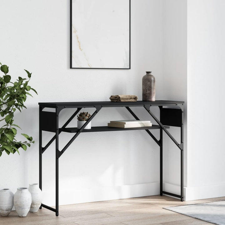 vidaXL Console Table with Shelf Black 41.3"x11.8"x29.5" Engineered Wood-3