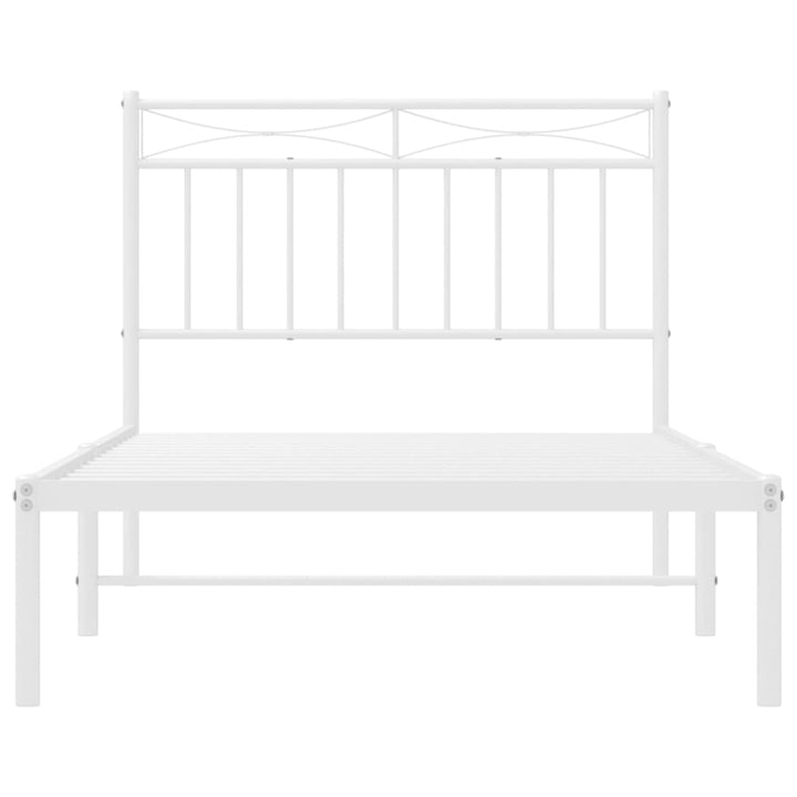 vidaXL Metal Bed Frame with Headboard White 39.4"x74.8" Twin-3