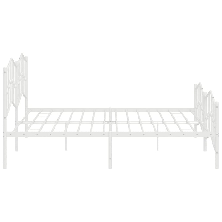 vidaXL Metal Bed Frame with Headboard and Footboard White 76"x79.9" King-4