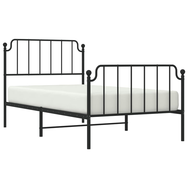 vidaXL Metal Bed Frame with Headboard and Footboard Black 39.4"x74.8" Twin-1