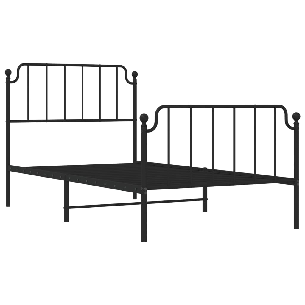 vidaXL Metal Bed Frame with Headboard and Footboard Black 39.4"x74.8" Twin-2