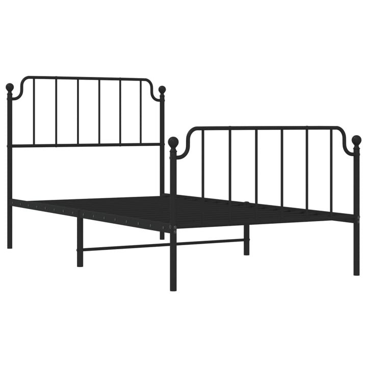 vidaXL Metal Bed Frame with Headboard and Footboard Black 39.4"x74.8" Twin-2