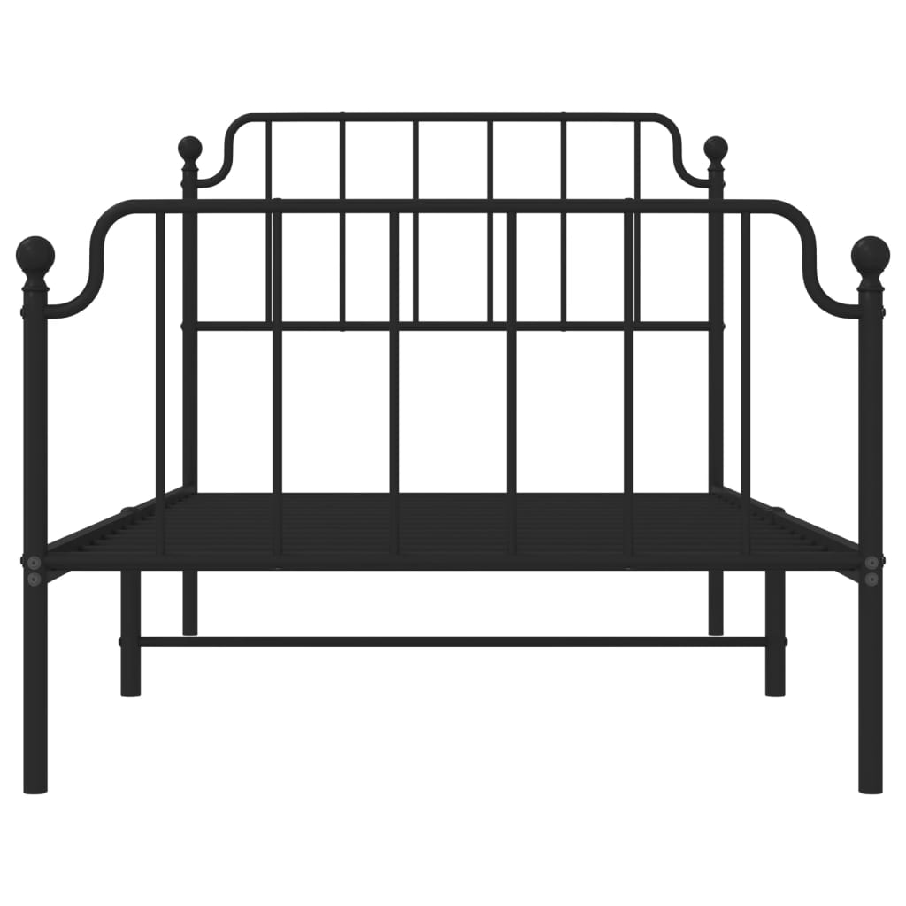 vidaXL Metal Bed Frame with Headboard and Footboard Black 39.4"x74.8" Twin-3