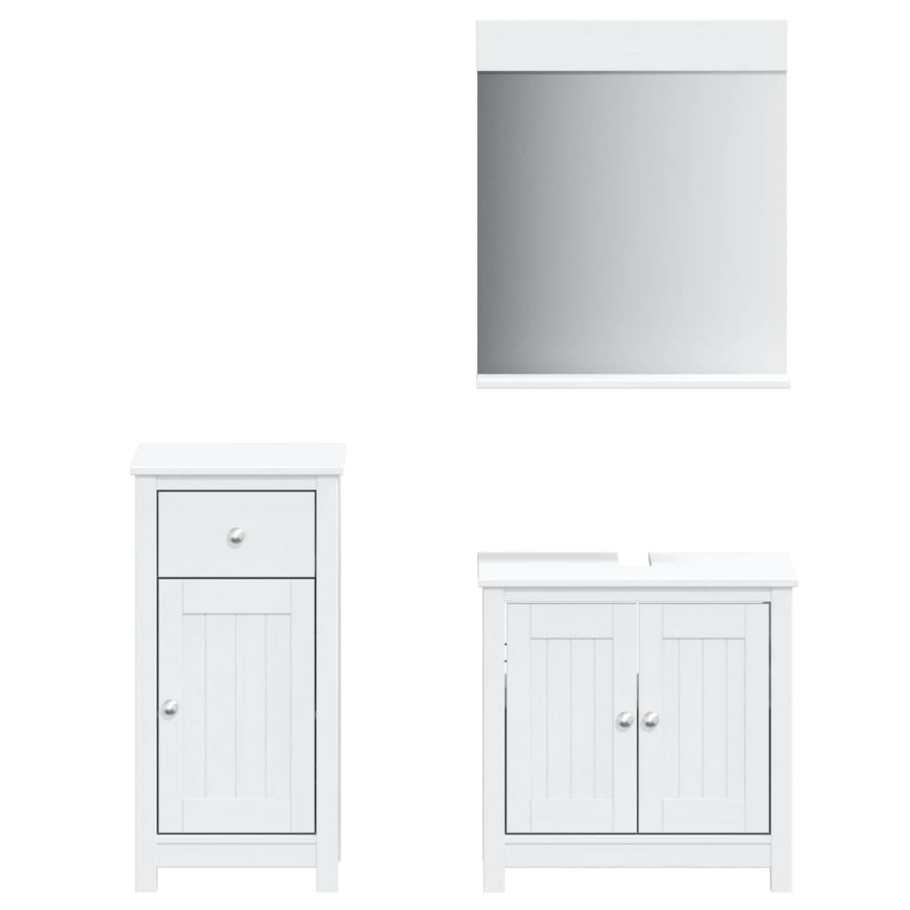 vidaXL Bathroom Furniture Set Storage Sink Cabinet Mirror BERG Solid Wood Pine-6