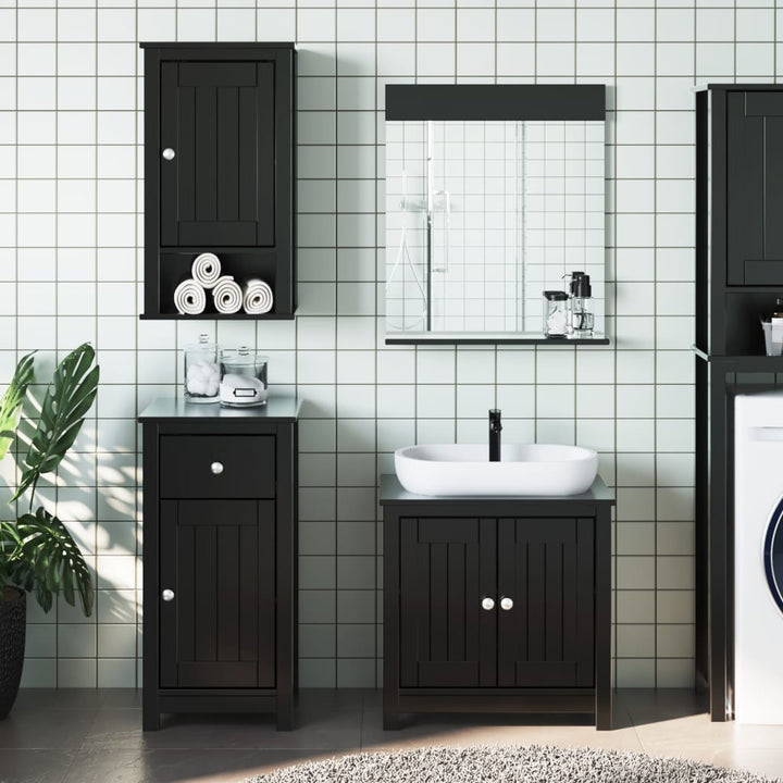 vidaXL Bathroom Furniture Set Storage Sink Cabinet Mirror BERG Solid Wood Pine-3