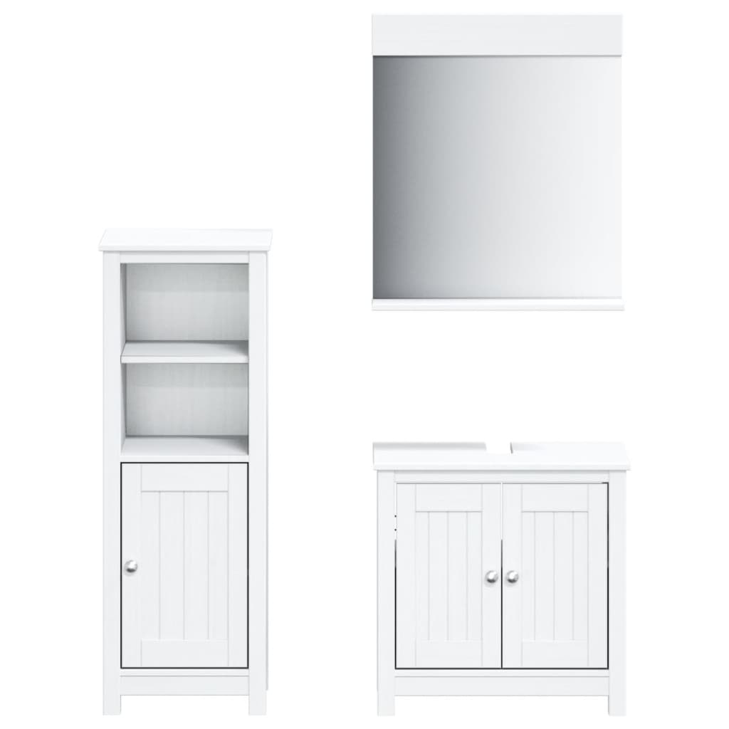 vidaXL Bathroom Furniture Set Storage Sink Cabinet Mirror BERG Solid Wood Pine-26