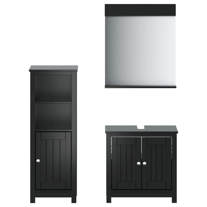 vidaXL Bathroom Furniture Set Storage Sink Cabinet Mirror BERG Solid Wood Pine-44