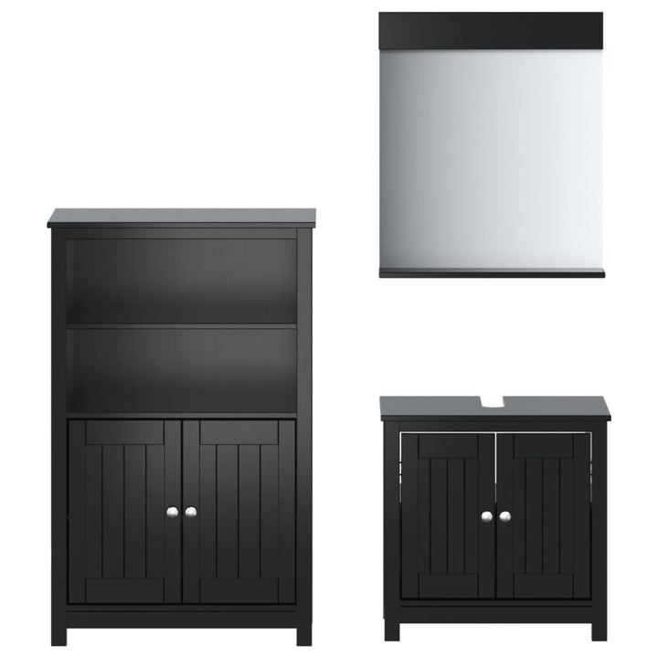 vidaXL Bathroom Furniture Set Storage Sink Cabinet Mirror BERG Solid Wood Pine-55