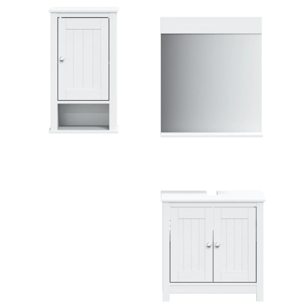 vidaXL Bathroom Furniture Set Storage Sink Cabinet Mirror BERG Solid Wood Pine-46