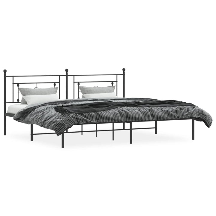 vidaXL Metal Bed Frame with Headboard Black 76"x79.9" King-1