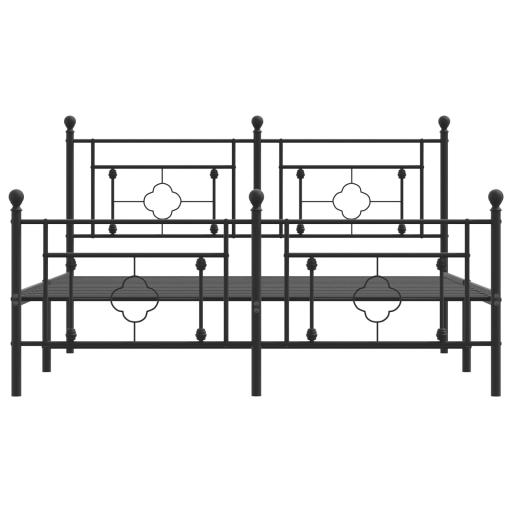 vidaXL Metal Bed Frame with Headboard and Footboard Black 59.1"x78.7"-3