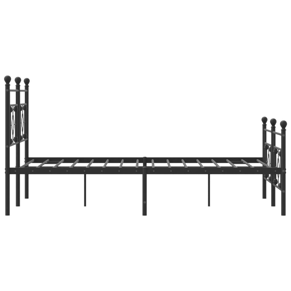 vidaXL Metal Bed Frame with Headboard and Footboard Black 59.1"x78.7"-4