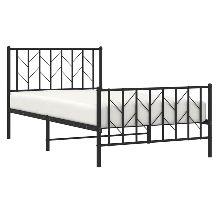 vidaXL Metal Bed Frame with Headboard and Footboard Black 39.4"x78.7"-1