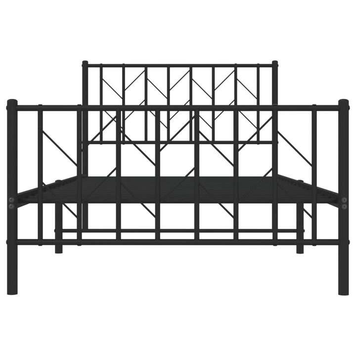 vidaXL Metal Bed Frame with Headboard and Footboard Black 39.4"x78.7"-3