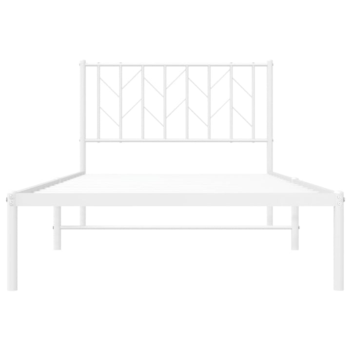 vidaXL Metal Bed Frame with Headboard White 39.4"x78.7"-3