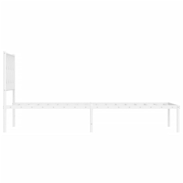vidaXL Metal Bed Frame with Headboard White 39.4"x78.7"-4