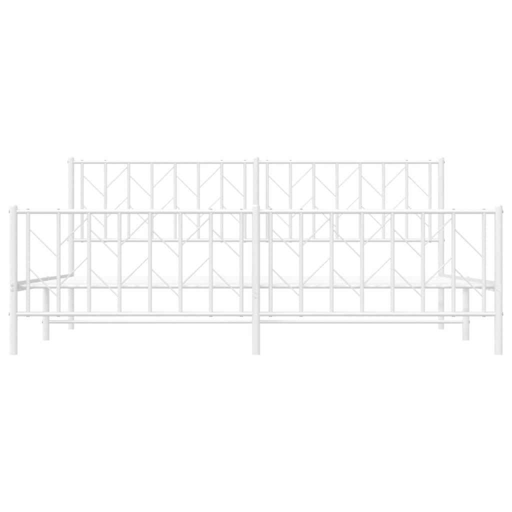 vidaXL Metal Bed Frame with Headboard and Footboard White 76"x79.9" King-3