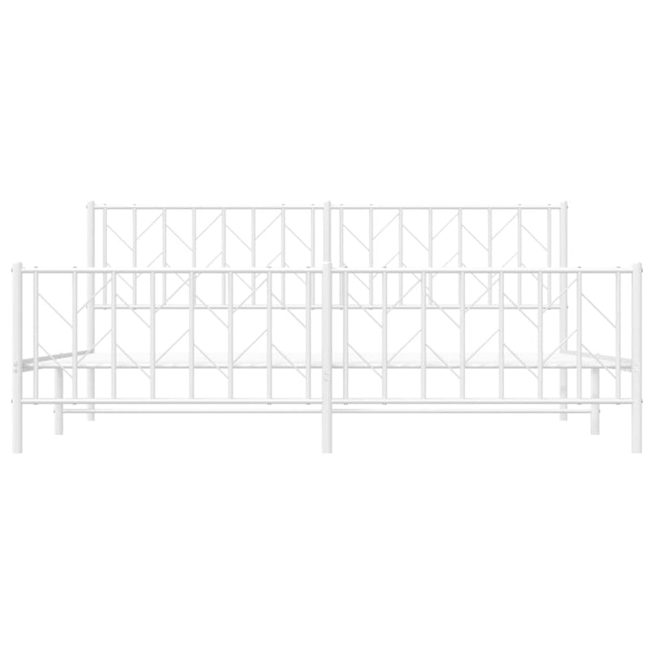 vidaXL Metal Bed Frame with Headboard and Footboard White 76"x79.9" King-3