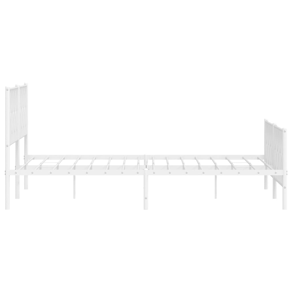 vidaXL Metal Bed Frame with Headboard and Footboard White 76"x79.9" King-4