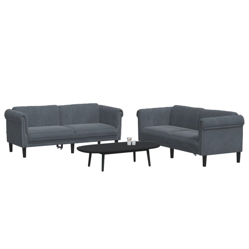 vidaXL 2 Piece Sofa Set Dark Gray Velvet-1