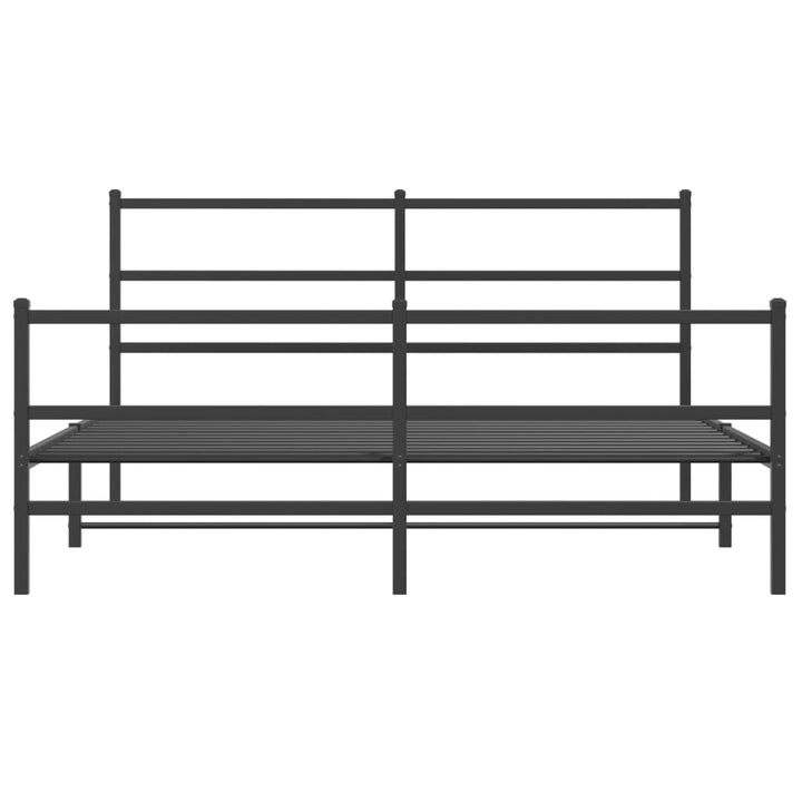 vidaXL Metal Bed Frame with Headboard and Footboard Black 59.1"x78.7"-3