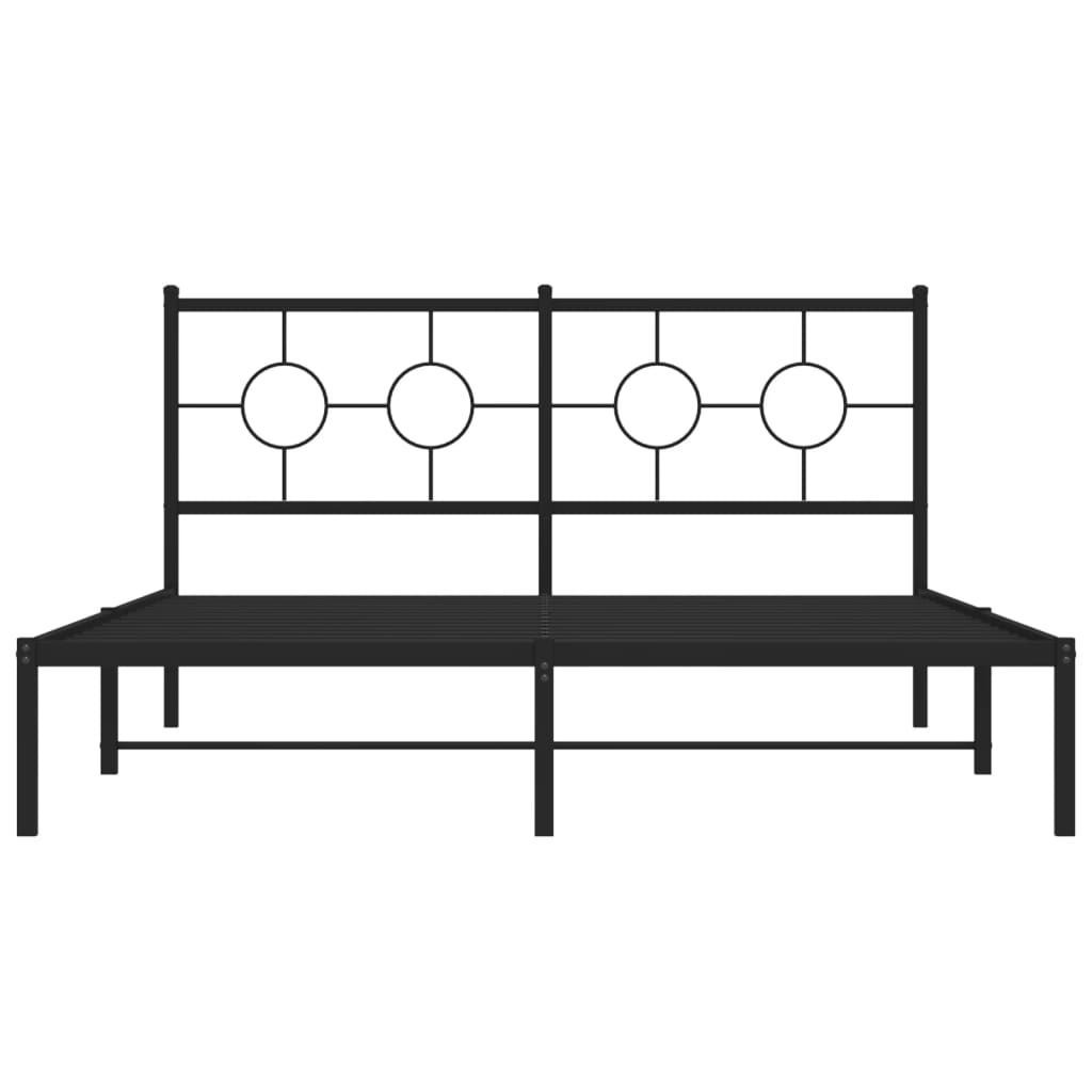 vidaXL Metal Bed Frame with Headboard Black 59.1"x78.7"-3