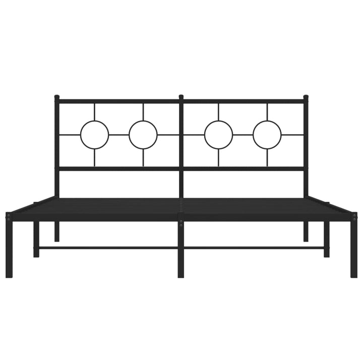 vidaXL Metal Bed Frame with Headboard Black 59.1"x78.7"-3