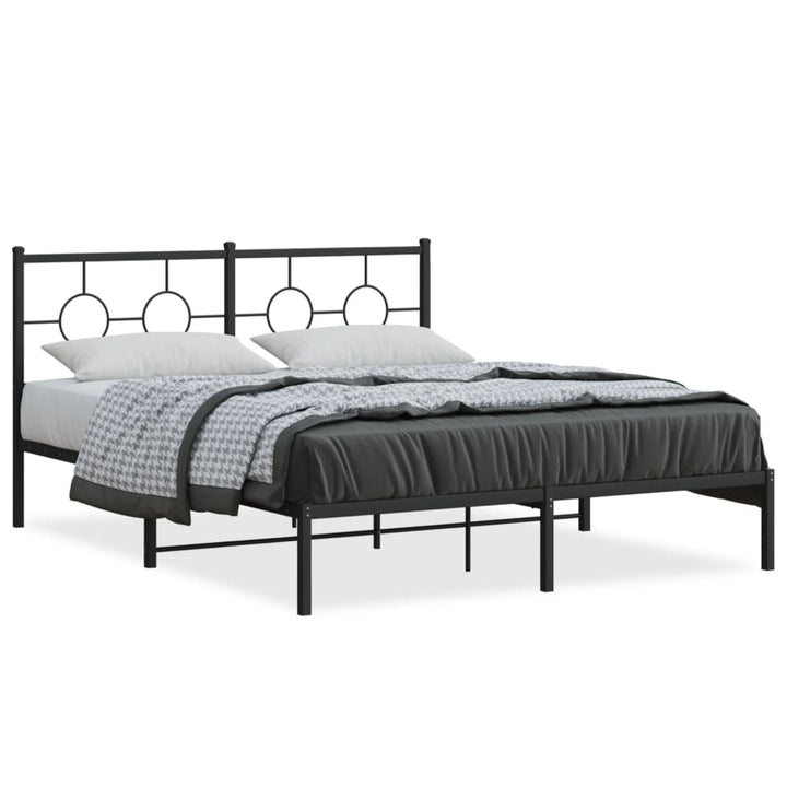 vidaXL Metal Bed Frame with Headboard Black 59.1"x78.7"-0