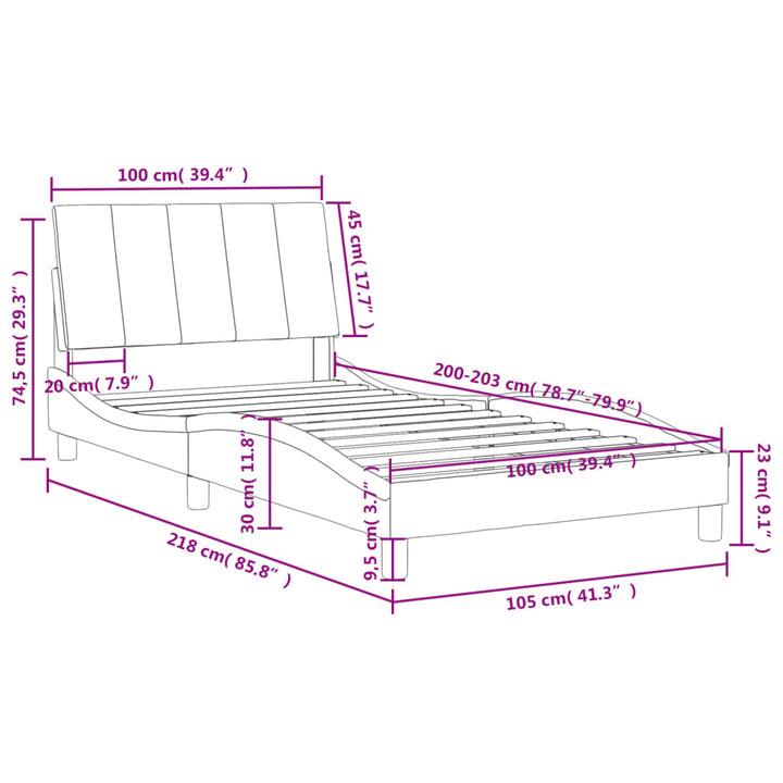 vidaXL Bed Frame with Headboard Mattress Foundation Bedroom Furniture Velvet-4