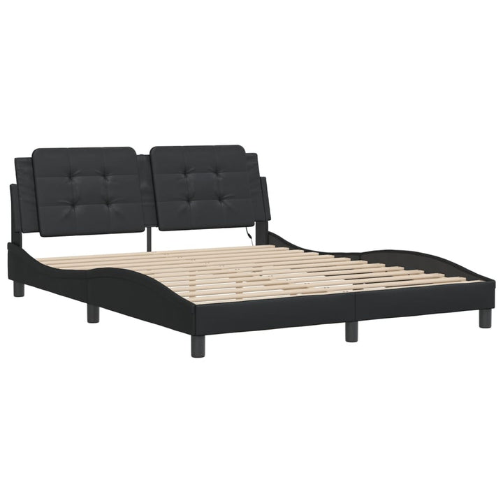 vidaXL Bed Frame with LED Light Platform Base Bedroom Furniture Faux Leather-0