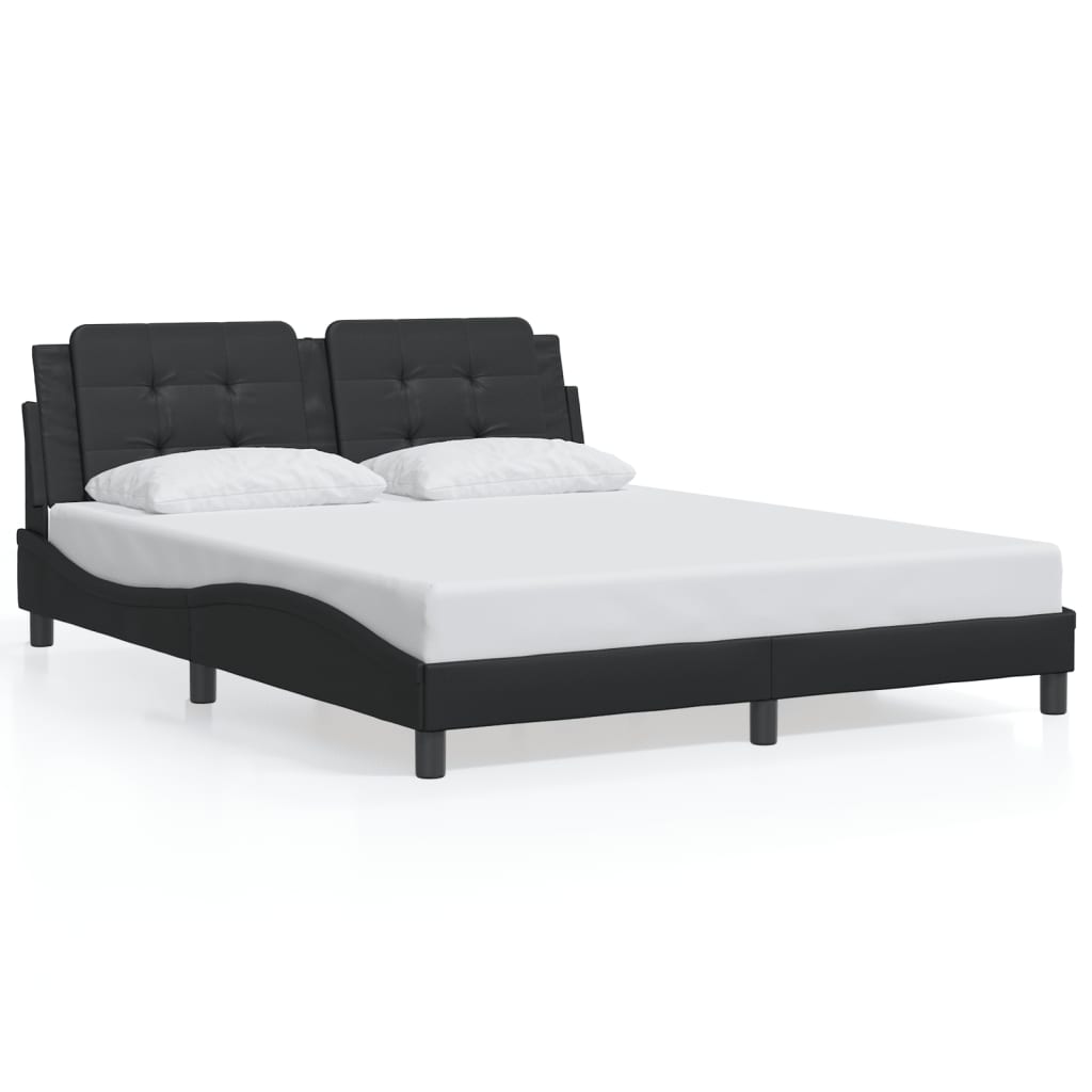 vidaXL Bed Frame with LED Light Platform Base Bedroom Furniture Faux Leather-6