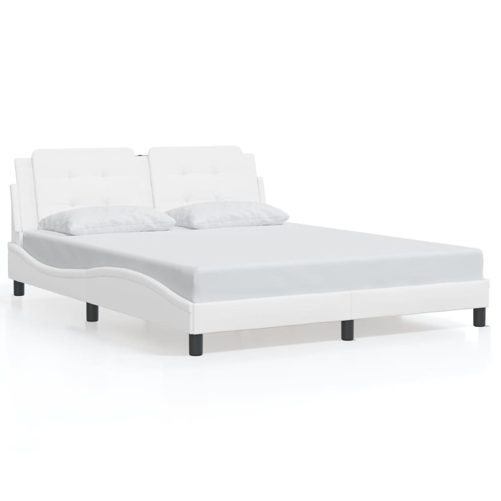 vidaXL Bed Frame with LED Light Platform Base Bedroom Furniture Faux Leather-15