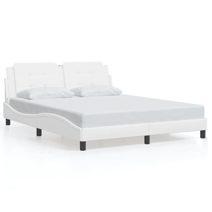 vidaXL Bed Frame with LED Light Platform Base Bedroom Furniture Faux Leather-15