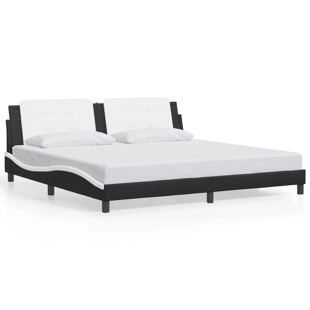 vidaXL Bed Frame with LED Light Platform Base Bedroom Furniture Faux Leather-7
