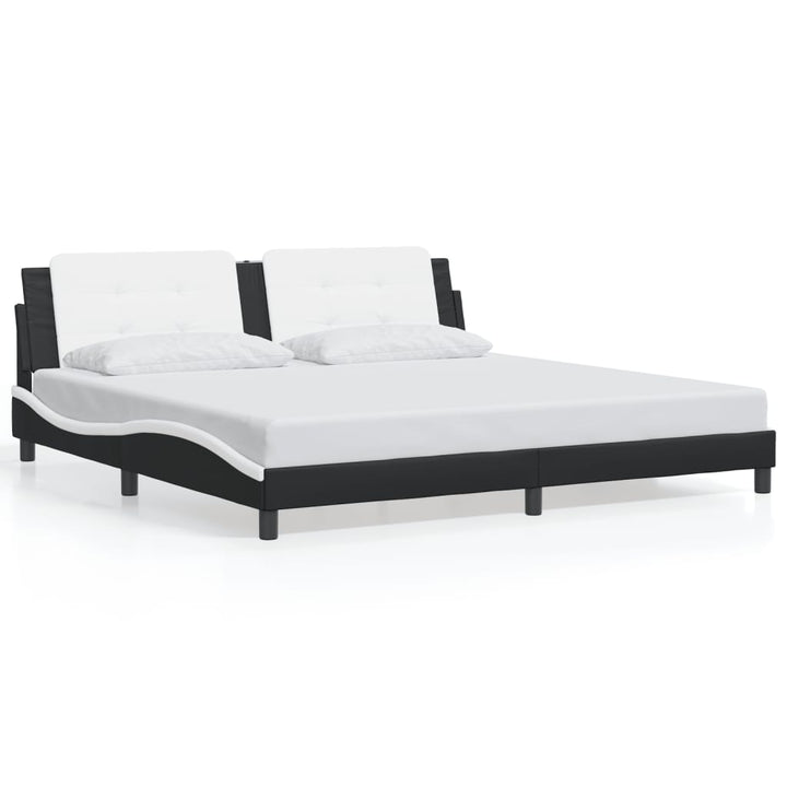 vidaXL Bed Frame with LED Light Platform Base Bedroom Furniture Faux Leather-7