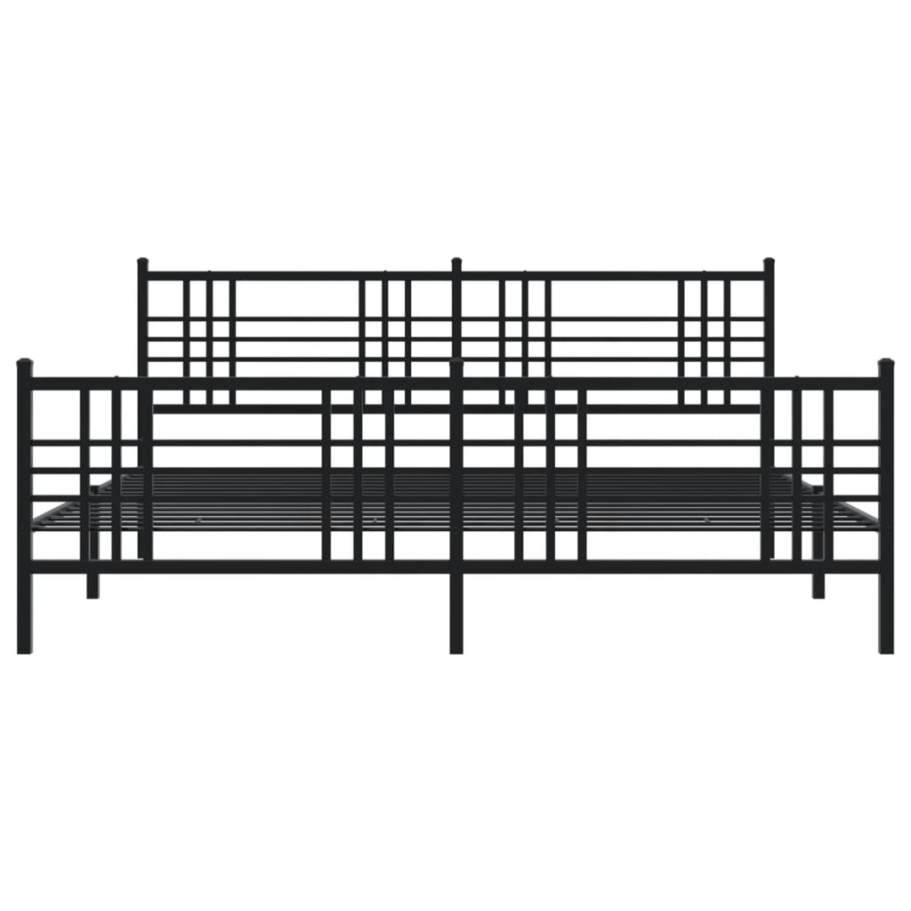 vidaXL Metal Bed Frame with Headboard and Footboard Black 76"x79.9" King-3