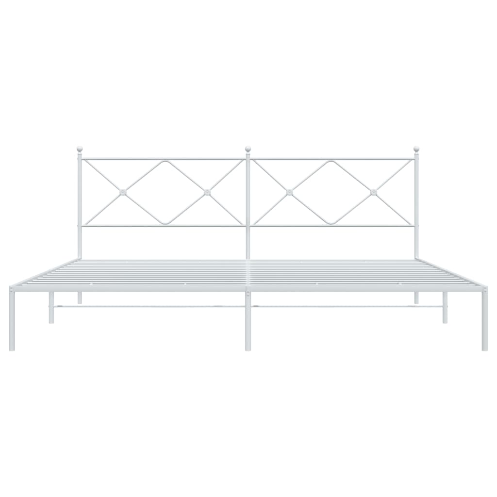 vidaXL Metal Bed Frame with Headboard White 76"x79.9" King-3