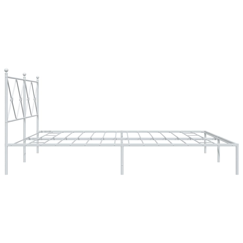 vidaXL Metal Bed Frame with Headboard White 76"x79.9" King-4