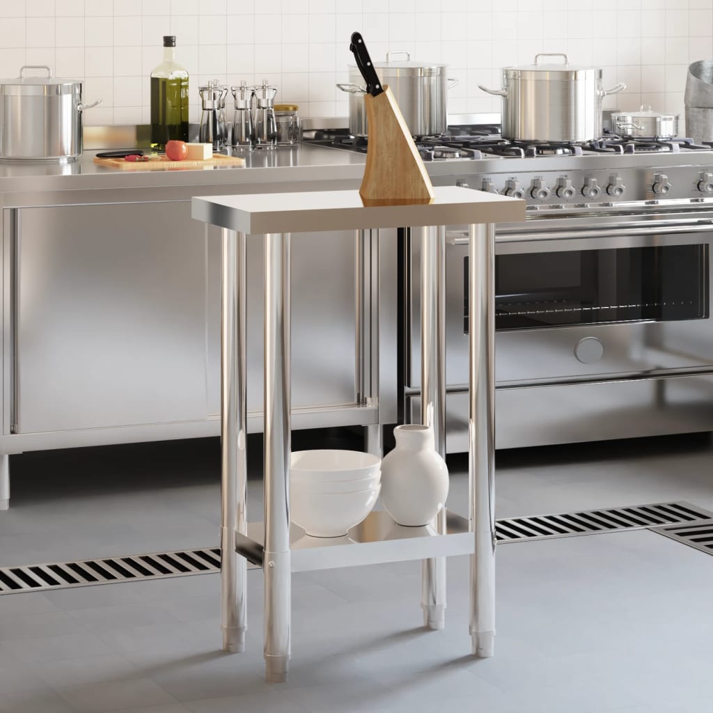 vidaXL Kitchen Work Table Storage Home Kitchen Restaurant Stainless Steel-8