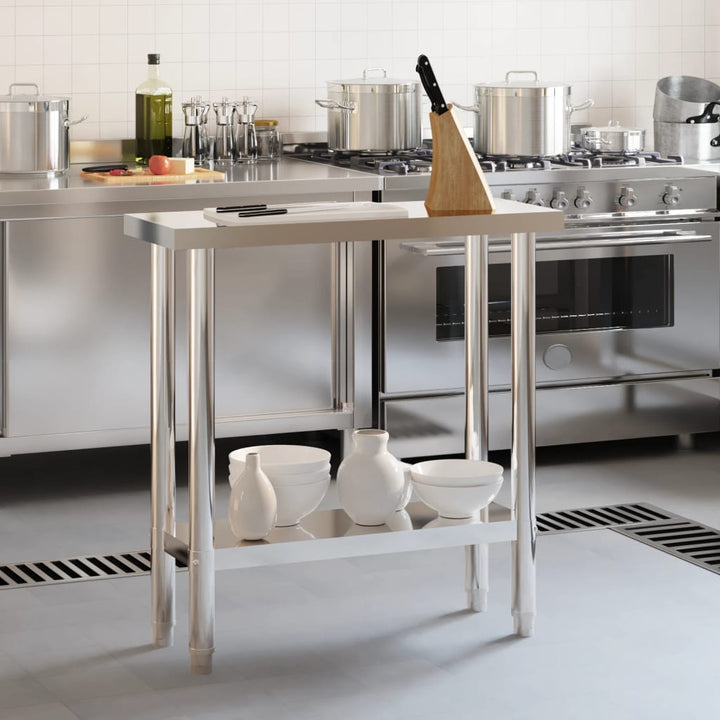 vidaXL Kitchen Work Table Storage Home Kitchen Restaurant Stainless Steel-4