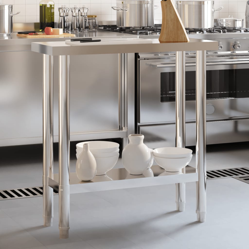 vidaXL Kitchen Work Table Storage Home Kitchen Restaurant Stainless Steel-1