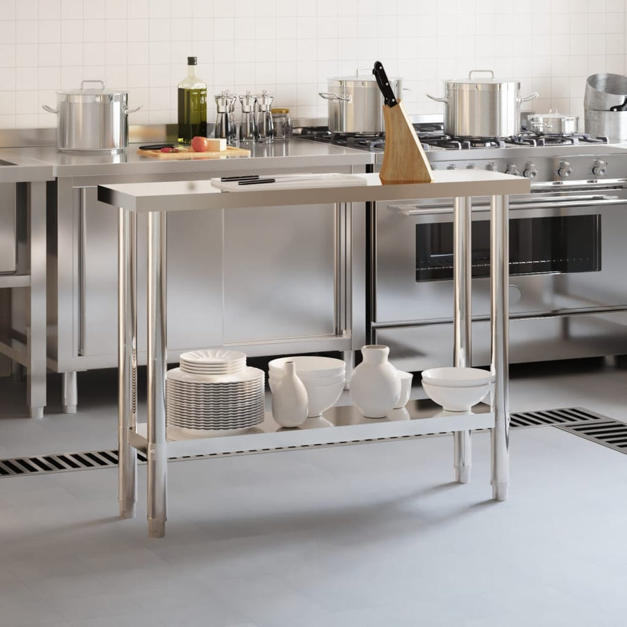 vidaXL Kitchen Work Table Storage Home Kitchen Restaurant Stainless Steel-0