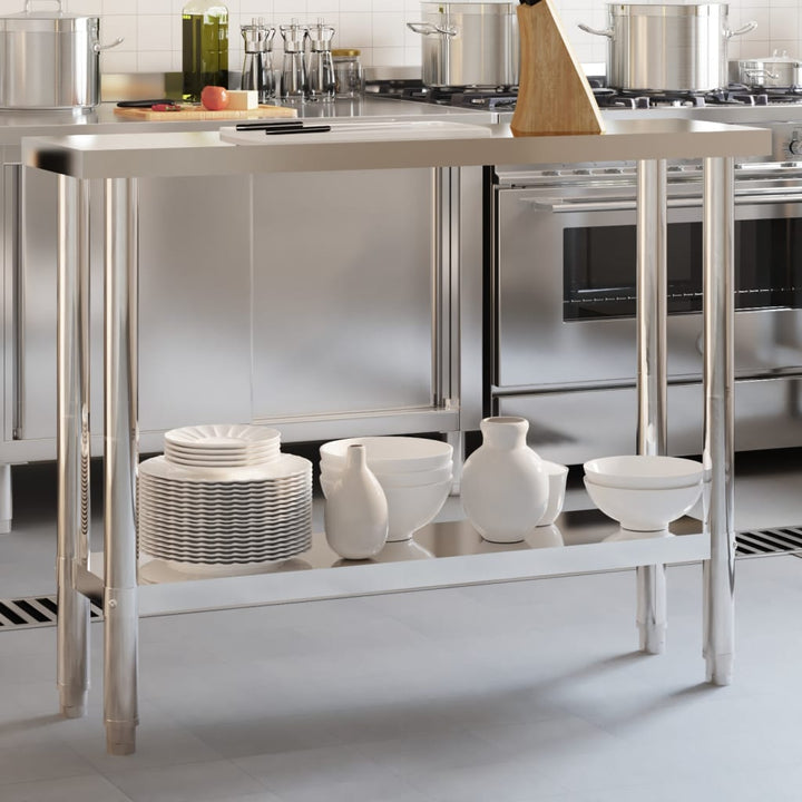 vidaXL Kitchen Work Table Storage Home Kitchen Restaurant Stainless Steel-28
