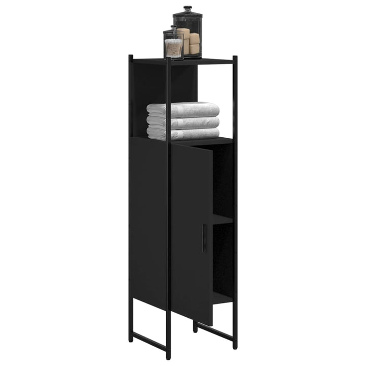 vidaXL Bathroom Cabinet Black 13"x13"x47.4" Engineered Wood-3