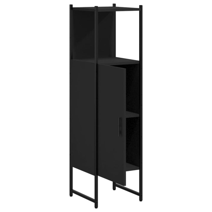 vidaXL Bathroom Cabinet Black 13"x13"x47.4" Engineered Wood-5