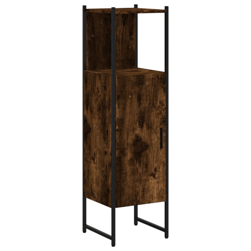 vidaXL Bathroom Cabinet Black 13"x13"x47.4" Engineered Wood-8