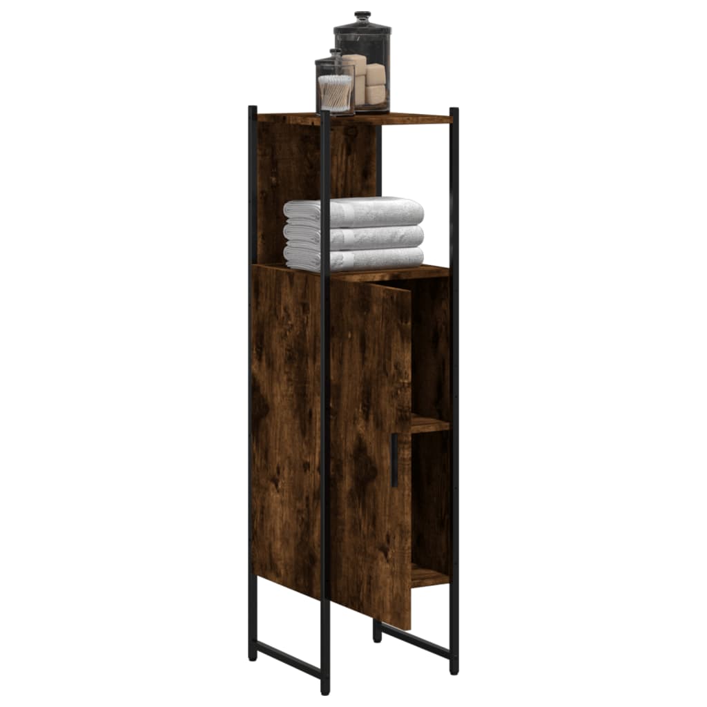 vidaXL Bathroom Cabinet Black 13"x13"x47.4" Engineered Wood-11