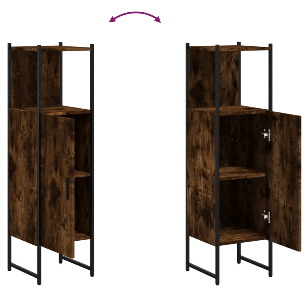 vidaXL Bathroom Cabinet Black 13"x13"x47.4" Engineered Wood-15