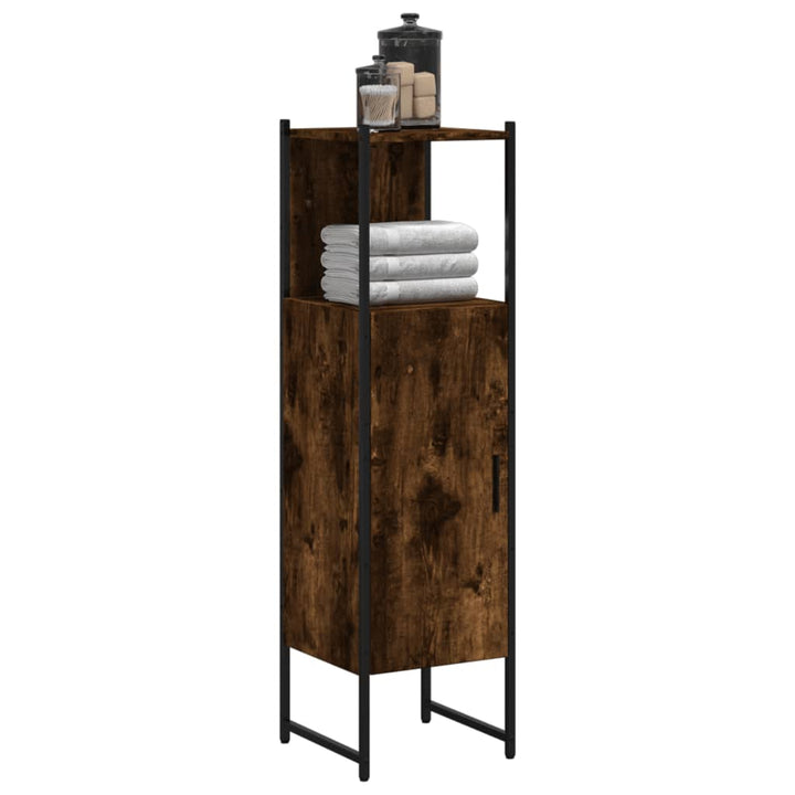 vidaXL Bathroom Cabinet Black 13"x13"x47.4" Engineered Wood-9