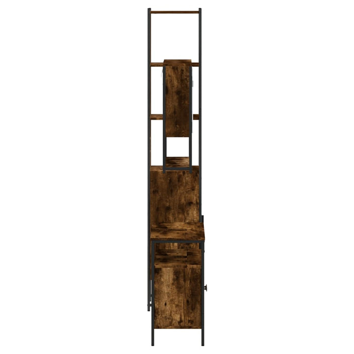 vidaXL 3 Piece Bathroom Furniture Set Smoked Oak Engineered Wood-6